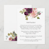 バーガンディーとブッシュピンクの花の結婚式の詳細 エンクロージャーカード (正面/裏面)