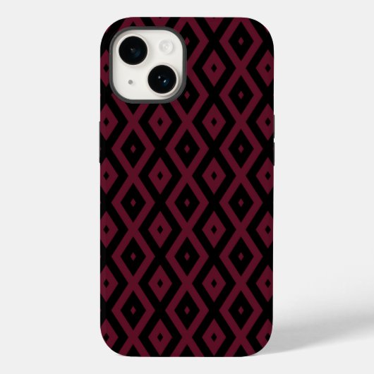 バーガンディーとブラックのダイヤ柄 Case-Mate iPhoneケース (裏面)