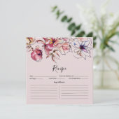 バーガンディーとブルーの花のガーランドのレシピカード (スタンド正面)