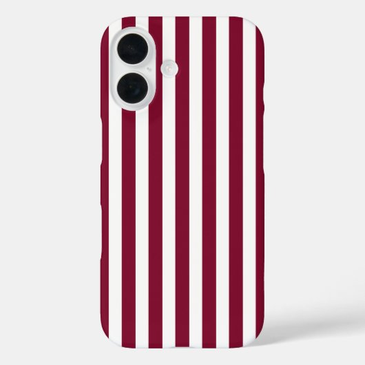 バーガンディーと白のキャンディストライプ Case-Mate iPhoneケース (裏面)