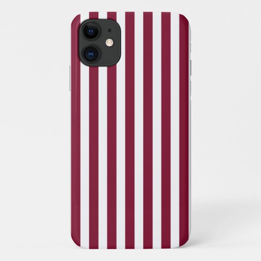 バーガンディーと白のキャンディストライプ Case-Mate iPhoneケース (裏面)