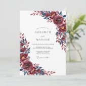 バーガンディーな洗練された冬の結婚式 招待状 (スタンド正面)