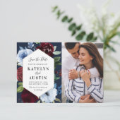 バーガンディーな海軍フローラの結婚式は、デートカードを除いて セーブザデート (スタンド正面)