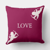 バーガンディーに白の優雅なキューピッド クッション (裏面)