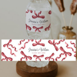 バーガンディーのリボン ペットボトルラベル