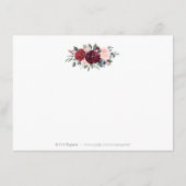 バーガンディーのルスティックボーホーフラワーの結婚式の披露宴 エンクロージャーカード (裏面)