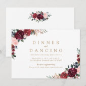 バーガンディーのルスティックボーホーフラワーの結婚式の披露宴 エンクロージャーカード (正面/裏面)