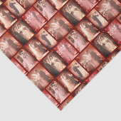 バーガンディーのヴィンテージウェディングドレスと花嫁と新郎 薄葉紙 (詳細)