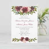 バーガンディーの水彩花の結婚式招待状 招待状 (スタンド正面)