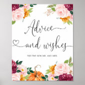 バーガンディーの秋のアドバイスと新婚夫婦への願い ポスター (正面)