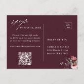 バーガンディーの秋のロマンスの結婚式QRコードRSVP ポストカード (裏面)