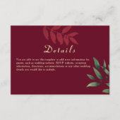 バーガンディーの秋の結婚式の詳細 エンクロージャーカード (正面)