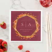 バーガンディーの秋の花の結婚式用ナプキン (インサイチュ)