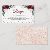 バーガンディーの結婚前祝賀会の料理カード エンクロージャーカード (正面/裏面)