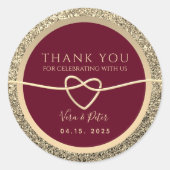 バーガンディーの結婚式のお礼ギフト ラウンドシール (正面)