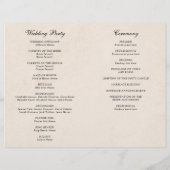 バーガンディーの結婚式の折りたたみプログラム | タン背景 (裏面)