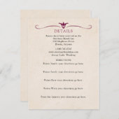 バーガンディーの結婚式詳細情報カード エンクロージャーカード (正面/裏面)