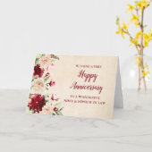 バーガンディーの義姪+義甥の結婚記念日 カード (黄色い花)