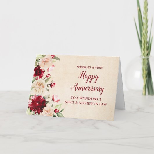 バーガンディーの義姪+義甥の結婚記念日 カード (正面)