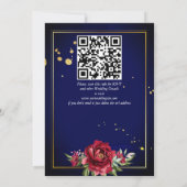 バーガンディーの芍薬 ロイヤルブルーの花の結婚式 招待状 (裏面)