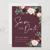 バーガンディーのSave the Date 招待状 (正面)