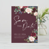 バーガンディーのSave the Date 招待状 (スタンド正面)