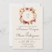 バーガンディーアイボリーオータムフラワーの結婚式招待状 招待状 (正面)