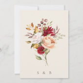 バーガンディーアイボリーオータムフラワーの結婚式招待状 招待状 (裏面)