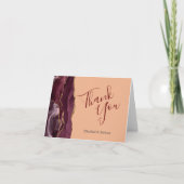 バーガンディーアゲート金ゴールド結婚ピーチズサンキュー カード (正面)