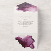 バーガンディーアルコールインクテクスチ結婚ーズ オールインワン招待状 (外側)