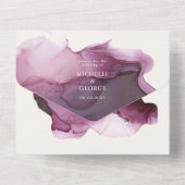 バーガンディーアルコールインクテクスチ結婚ーズ オールインワン招待状 (裏面)