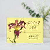 バーガンディーイエロースパイダーデイリーフラワーウェディングRSVP 出欠カード (スタンド正面)