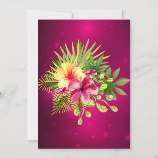 バーガンディーイエローハイビスカスサマーフローラパーティー 招待状 (裏面)