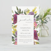 バーガンディーイエローピンクフローラフォトディセレーション招待状 サンキューカード (スタンド正面)