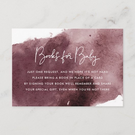 バーガンディーインク洗い赤ちゃんシャワー予約リクエスト エンクロージャーカード (正面)