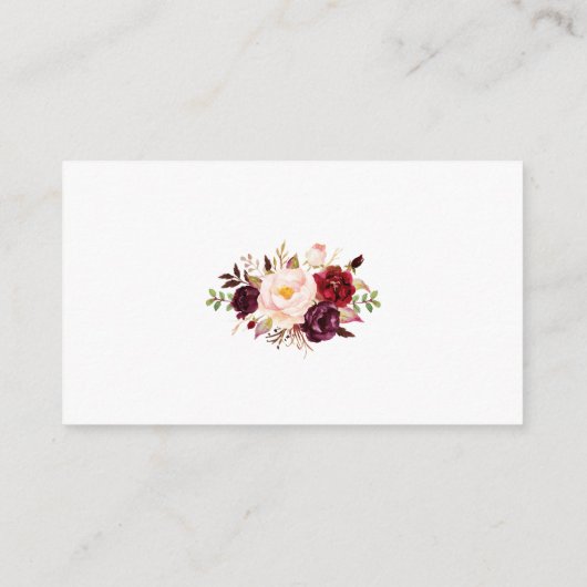 バーガンディーウェディングレセプションドリンクチケットカード金ゴールド エンクロージャーカード (裏面)