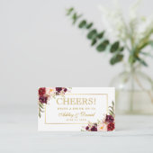 バーガンディーウェディングレセプションドリンクチケットカード金ゴールド エンクロージャーカード (スタンド正面)