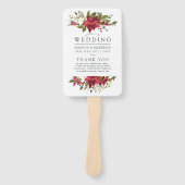 バーガンディーウォーターカラークリスマス結婚式 プログラム ハンドファン (正面)