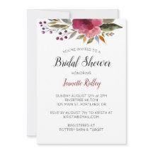 バーガンディーウォーターカラーフラワーズブライダルシャワー