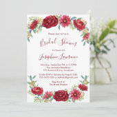 バーガンディーウォーターカラーフラワーズブライダルシャワー 招待状 (スタンド正面)