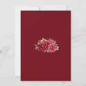 バーガンディーウォーターカラーフラワーズブライダルシャワー 招待状 (裏面)