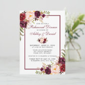 バーガンディーウォーターカラーフローラリハーサルディナーW 招待状 (スタンド正面)