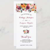 バーガンディーオレンジピンクの花結婚式 プログラム (正面/裏面)