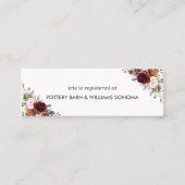 バーガンディーオレンジフローラブライダルレジストリカードミニ スキニー名刺 (正面)