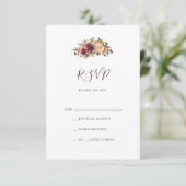 バーガンディーオレンジフローラRSVPカード 出欠カード (スタンド正面)