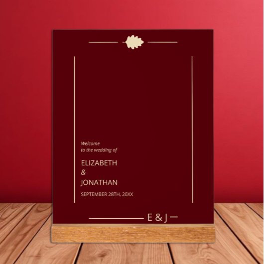 バーガンディーオータムウェディング アクリルサイン