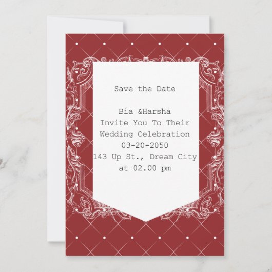 バーガンディーカラーカード 招待状 (正面)