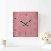 バーガンディーカラーヴィンテージ スクエア壁時計 (ホーム)