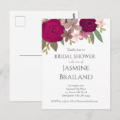 バーガンディーガーデンフラワーズブライダルシャワー ポストカード (正面/裏面)