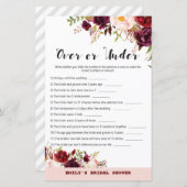 バーガンディーガーデンブライダルシャワーゲームプリント (正面/裏面)